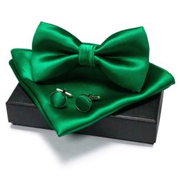 EASTEPIC Mens Bow Tie Sets Including Cufflinks and Handkerchieves Ties with Adjustable Straps for Formal Occasions 240403