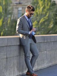 Men's Suits 2024 Elegant Grey Casual For Men High Quality Slim Fit Blazers Hombre Custom 3 Piece Set Jacket Pant Vest Costume Homme