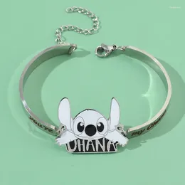 Link Bracelets Cross-border Product Animation Cartoon Stitch Stainless Steel Letter Oil Dripping Bracelet Adjustable Jewelry