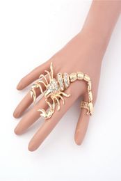 New European and American exaggerated personality alloy diamond hammer scorpion ring double ring hand ring Retail whole9948538