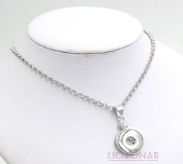 Whole AB Crystal Snap Necklace Interchangeable Snap Pendants Necklace Fit 18mm Snap Buttons Jewelry DIY Bijoux Collier6361847