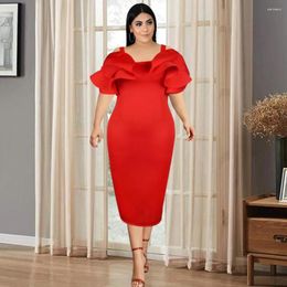 Casual Dresses Sexy Party Fashion Big Size Fat Plus Women Red Dress