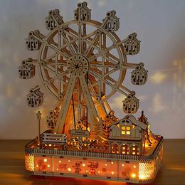 3D Puzzles Ferris Wheel Hands Craft DIY 3D Wooden Puzzle Instrument Assembly Building Model Kit Brain Teaser Puzzles Toy 240419