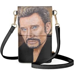 Buckets FORUDESIGNS Women Touch Screen Mobile Phone Bag Shoulder Bags Wallets Card Holder Female Small Purse Johnny Hallyday Print Bag
