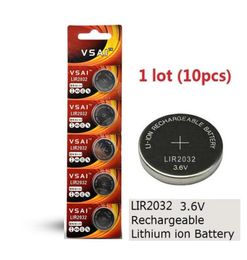 10pcs 1 lot batteries LIR2032 36V Lithium li ion rechargeable button cell battery 2032 36 Volt liion coin CR2032 VSAI7481481