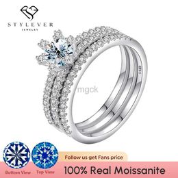 Wedding Rings Stylever D Colour Luxury Moissanite Diamond Engagement Wedding Rings Set for Women 925 Sterling Silver Trendy Fashion Jewellery 240419