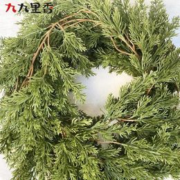 Decorative Flowers 2M Artificial Christmas Pine Needles Leaves Green And Yellow Garland Decoration Greenery Wreath Vine Rattan