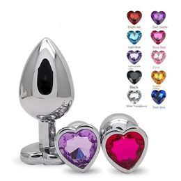 Heart Shaped Crystal Metal Butt Plug Adult sexy Toys Anal Beads Stainless Steel Smooth Couple Play