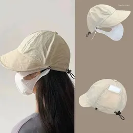 Berets Foldable Wide Brim Sun Hat Drawstring Adjustable Caps For Women Beach Hats Summer Quick-drying Visors Fisherman Cap