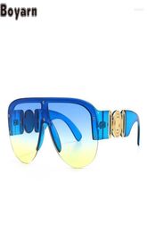 Sunglasses Boyarn Eyewear Design Retro Rock Style One Piece Metal Logo Inlaid Modern Charm Sun Glasses4629501