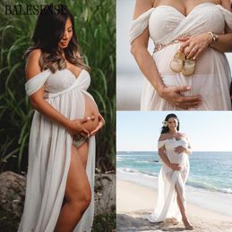 Lace Maternity Dress For Pography Sexy Off Shoulder Front Split Pregnancy Dress Pregnant Women Maxi Maternity Gown PoShoot6351435