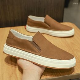 Casual Shoes Leather Mens Business Italian Male Loafers Fashion Moccasin Breathable Slip On Boat Comfy Driving