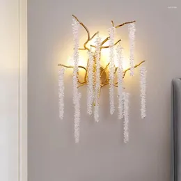 Wall Lamp French Light Luxury Crystal Golden Living Room Background Decoration Corridor Bedroom Bedside