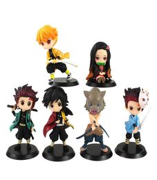 6pcs/set Nezuko Tanjirou Zenitsu Giyuu Inosuke Q Ver. Action Figure Anime Kimetsu no Yaiba Figurine Toy2011301