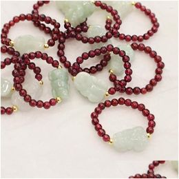 Charm Bracelets Natural Garnet Ring By Hand The Jade Mythical Wild Animal Lucky Act Role Ofing Is Tasted And Transshi Drop Delivery Dhbjz