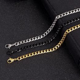 Style 357 mm Stainless Steel Bracelets For Men Punk Curb Cuban Link Chain Hiphop Trendy Wrist Jewelry Gift 240417