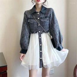 Casual Dresses French Vintage Mini Dress Women Long Sleeve Button Fairy Retro Party Female One-Piece Korean Autumn Clothing