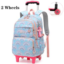 Bags Rolling School Bags for Girls Backpack Children Waterproof School Backpacks with Wheels Middle School Trolley Lage Back Pack