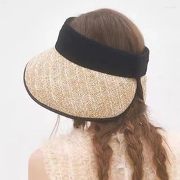 Berets 202402-2508364 Ins Chic Summer Can Store Sunscreen Grass Wide Brim Without Holiday Lady Sun Cap Women Beach Leisure Hat