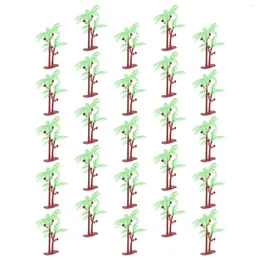 Decorative Flowers 25 Pcs Palm Model Tree Simulation Mini Plam Cake Decorations Paper Cup Hawaiian