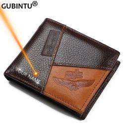 Wallets GUBINTU Genuine Leather Men Wallets Coin Pocket Zipper Real Men's Leather Wallet with Coin High Quality Male Purse Eagle cartera