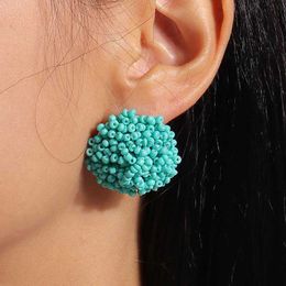 Other Multicolor Ethnic seedbeads Handmade Clip on Earrings Non Pierced Womens Trendy Geometric seabeach Jewellery Accessorie Wholesale 240419