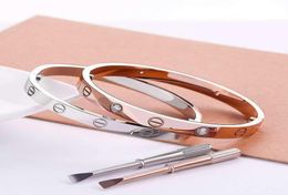 Fashion New rose gold 316L stainless steel screw bangle bracelet with screwdriver and original box never lose snap Jewellery wholesa3224216