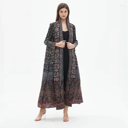 Women's Trench Coats 2024 Spring And Summer Miyake Original Printing Cape Long Robe Casual Loose Personality Traditional Clothing