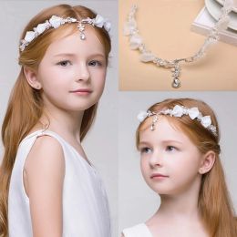 Pieces Newest Junior Bridesmaid Bride Accessories Headband Hairwear Crystal Children Hair Wedding Accessories Rhinestone Girls Head Piece