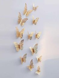 12pcsset 3D Butterfly Wall Stickers Hollow Removable Wallpaper Art Mural Wall Decals for Bedroom Living Room Home Decoration1434546