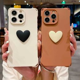 Cell Phone Cases 3D Love Heart matte phone case suitable for iPhone 15 14 12 11 Pro XS Max Plus X XR shock-absorbing silicone soft TPU back cover J240418