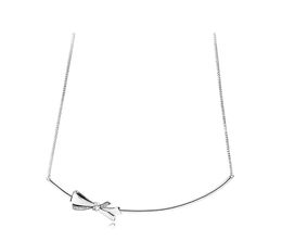 925 Sterling Silver Bowknot Chain Necklaces for Bow CZ diamond Bracelet with Original Box for Women Girls1246957