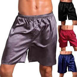 Men's Shorts Summer Men Fashion Homewear Robes Shorts Pure Colour Silk Satin Pyjama Sleepwear Loungewear Underwear 240419 240419