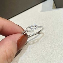 Wedding Rings 925 Sterling Silver Luxury Jewellery Single Diamond Sliding MOVE UNO Diamond Womens Ring. Engagement And Wedding Rings 240419