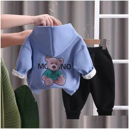 Clothing Sets Winter Baby Girls Set Children Boys Thick Warm Hoodies Pants 2Pcs/Set Toddler Casual Costume Kids Tracksuits Drop Delive Otpmb