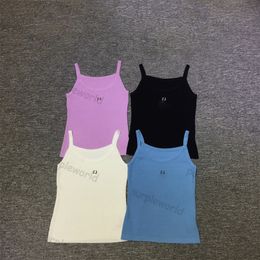 Sports Knitted Vest For Women Sleeveless Slim Camisole Letter Knitted Shirt Breathable Tanks Top