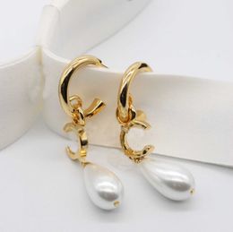 2024 Luxury quality charm drop earring with nature shell beads in 18k gold plated have stamp box half round PS3457B