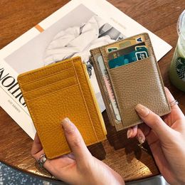 Card Holders Womens Real Leather ID S Holder Multiple Slots Zipper Coin Pocket Money Pouch Colours Small Purse