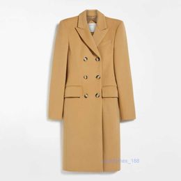 Casaco de casaco de luxo casere casaco de casaco de casaco feminino lã de lã Coat SportMaxs 2024 Primavera/verão Novo produto feminino Button Butterned Cotton Coat de algodão