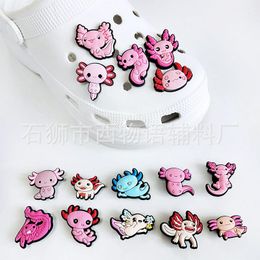 Anime charms wholesale childhood memories pink salamander funny gift cartoon charms shoe accessories pvc decoration buckle soft rubber clog charms