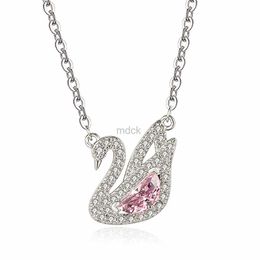 Collane a pendente Fashion Swan Crystal Pink Crystal Diamonds Gemsone Collane a pendente per donna Girl Gold Gold Giorri Gioielli Gifts 240419