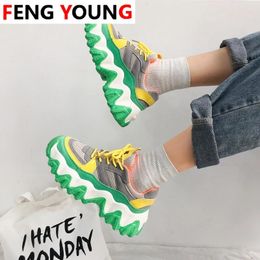 Fitness Shoes 2024 Women Ten Is Female Trainers Fashion Designer Casual Woman 6cm Chunky Sneakers Plat FormHigh Dad Vulcanized