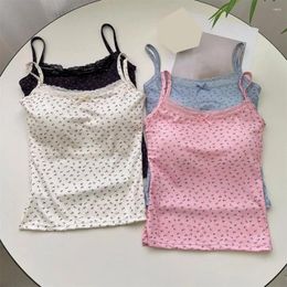 Camisoles & Tanks Women Padded Tank Top Stylish Women's Lace Trim Tops With Bow Decor Sexy Backless Crop For Summer Streetwear