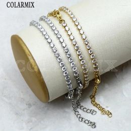 Link Bracelets 10 Pieces Cubic Zircon Bracelet Crystal Style Jewelry Chain Gift Charms Fashion 40119
