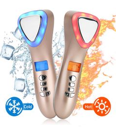 LED Cold Hammer Ultrasonic Cryotherapy Pon Vibration Massager Facial Lifting Shrink Ultrasound Pore Skin Care for Salon3653340