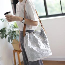 Shoulder Bags Bag Korean Fashion Retro Simple Wrinkled Washed And Old Bucket Casual Art Kraft Paper Messenger