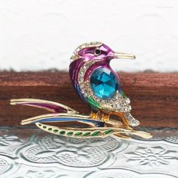 Brooches Fashion Painting Oil Alloy Versatile Personality Gemstone Woodpecker Brooch Animal Jewellery