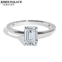 Solitaire Ring Kirin Palace 3CT Moissanite Ring for Women White/Yellow/Rose Gold 7*9 Emerald Cut D/VVS1 Solitaire Ring for Engagement Wedding d240419