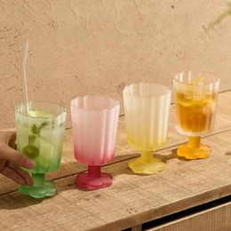 Wine Glasses 260ml Drinking Cup Transparent Matte Comfortable Grip Stable Reusable Petal Shape Juice Home Supply