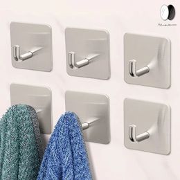 6Pcs Wall Mount Kitchen Bathroom Bedroom Organizer SelfAdhesive Waterproof StainlessSteel Hooks for Hanging Coat Hat Towel 240407